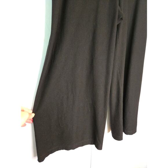 EILEEN FISHER Cropped Black Crepe Stretch Wide Leg Pull On Elastic Waist Pants M - Picture 5 of 11